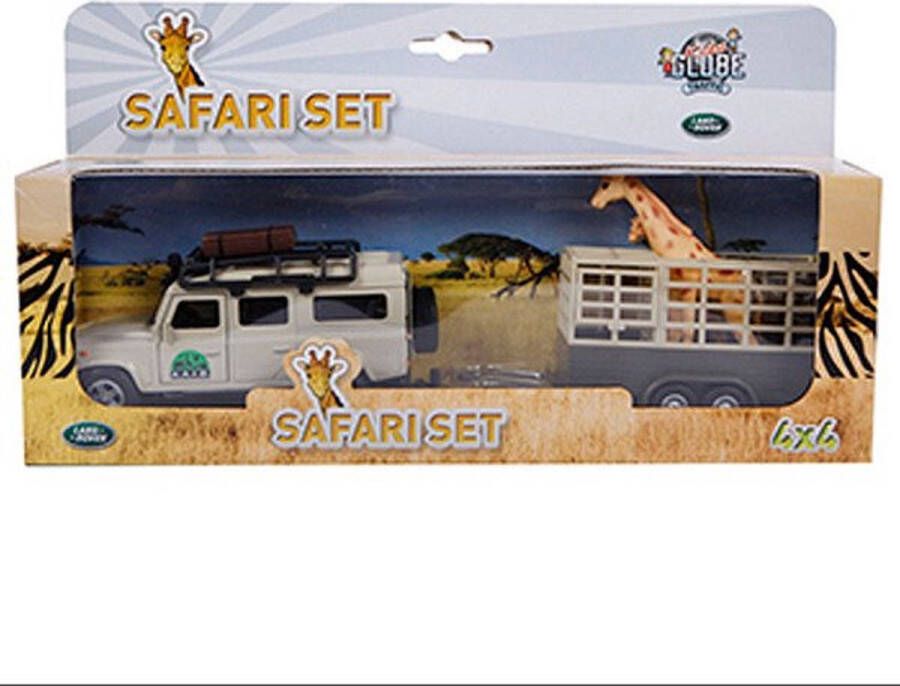 Kids GLOBE Landrover met giraffe trailer Speelfigurenset: 31x7x17 cm