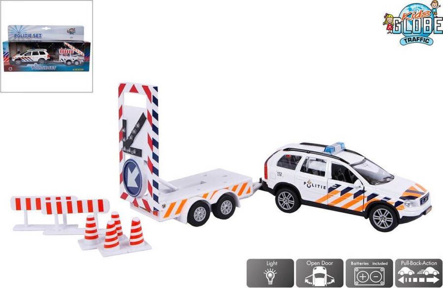 Kids GLOBE Politie Volvo met bebakening incl. verlichting Speelgoedvoertuig: 26 cm