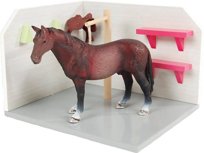 Kids GLOBE Paarden wasbox roze Speelfigurenset 15 x 18 x 12 Schaal 1:24 (610205)