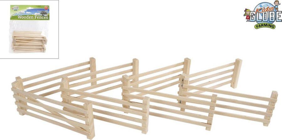 Kidsglobe Kids Globe Houten afrastering 6-delig inclusief hek 1:32 Accessoires