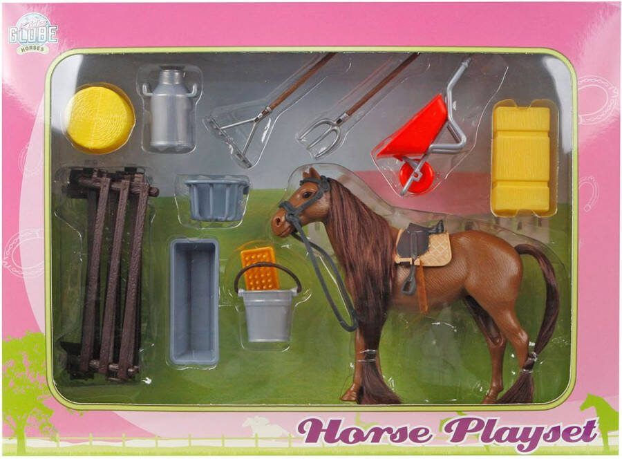 Kids GLOBE Speelset met Paard en Accessoires 13cm