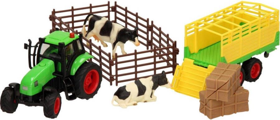 Kids GLOBE Tractor met aanhanger en accessoires Speelfigurenset: 5x30x8 cm