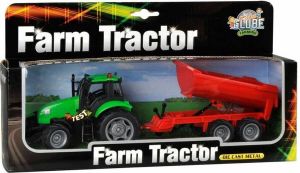 Kids GLOBE Tractorset met Aanhanger Licht en Geluid Speelfigurenset 8 x 30 x 16 Schaal 1:24 (510653)