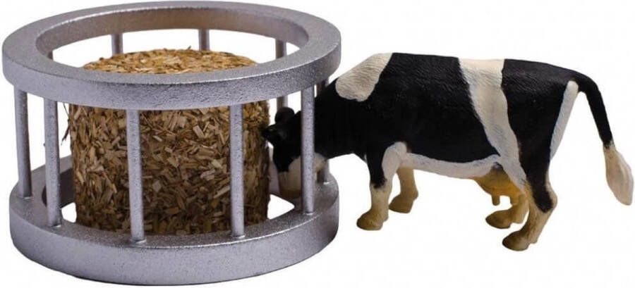 Kidsglobe Kids Globe Voederring met ronde baal en koe 1:32 Accessoires