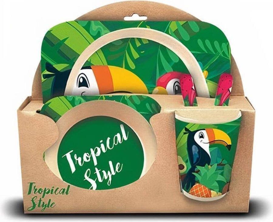 Kids licensing Tropical Style Eetset Van Bamboo (25.5 X 23.5 X 10 CM)