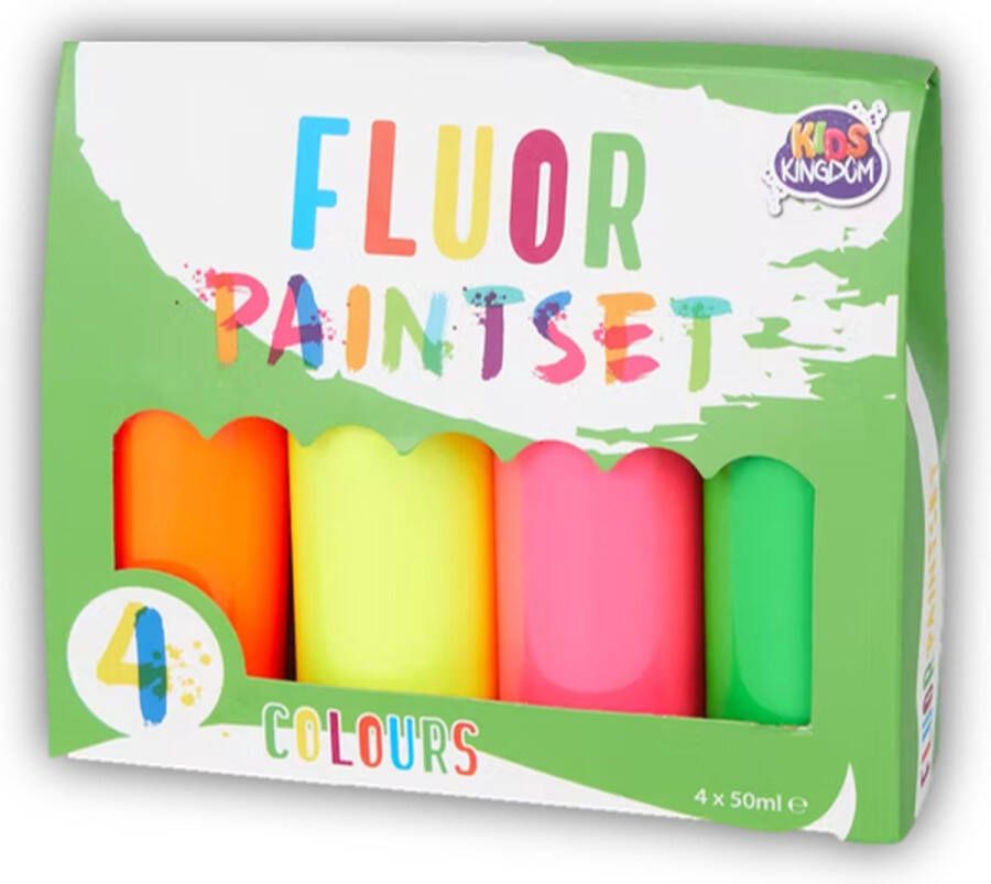 Kids Verfset Neon Paintset 4 kleuren Verven Schilderen Creatief Volwassenen Neon kleuren 4x50ml