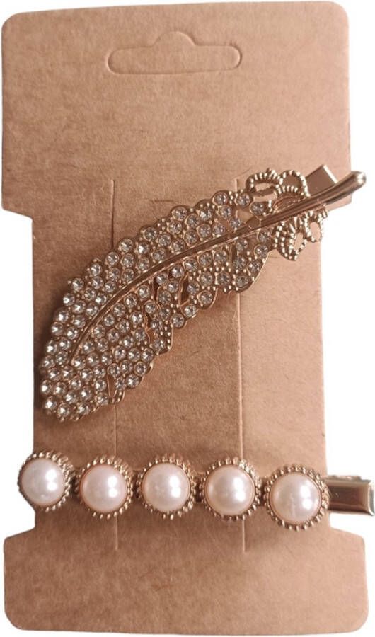 Kids4trendy Haarspelden Golden Feather 2 stuks