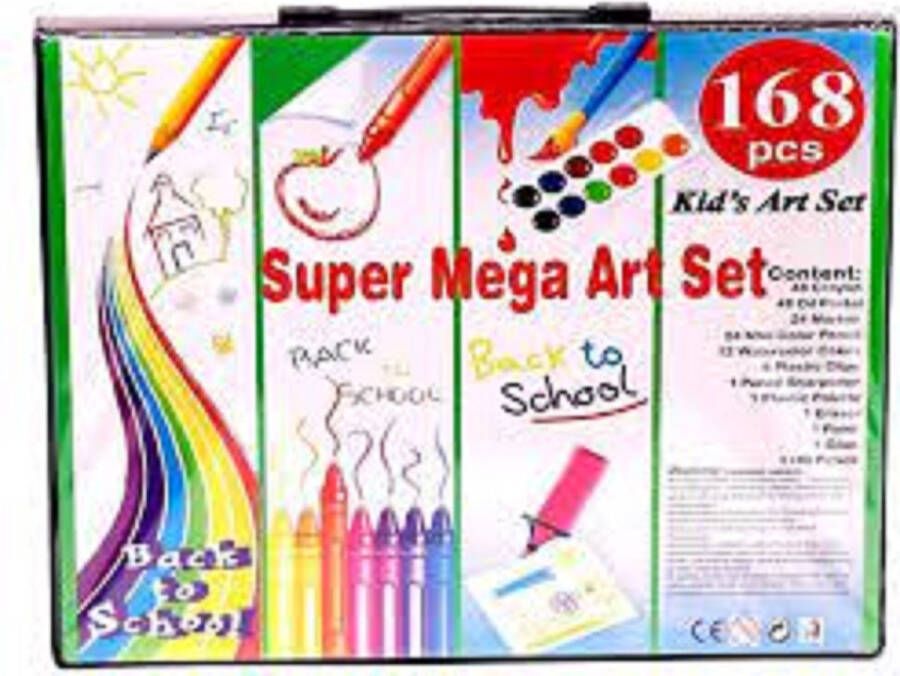 Kidsart Tekendoos 168 Delige Art Set voor kinderen potloden verf wasco. enz.