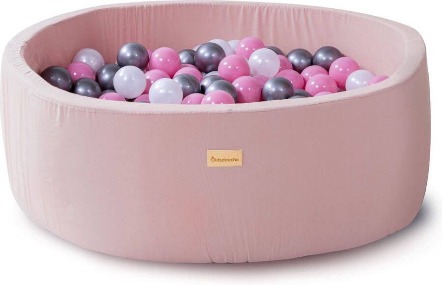 Kidsdouche Ballenbak baby speelgoed 1 jaar roze 100% KATOEN ballenbad ballen 200 stuks Ø 7 cm roze zilver parel