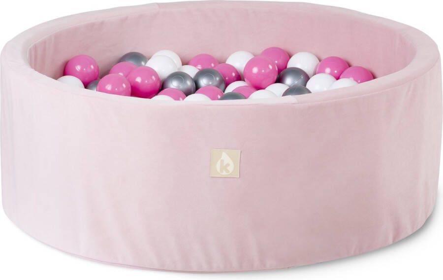 Kidsdouche Ballenbak baby speelgoed 1 jaar licht Roze Velvet ballenbad met 200 ballen baby roze zilver wit
