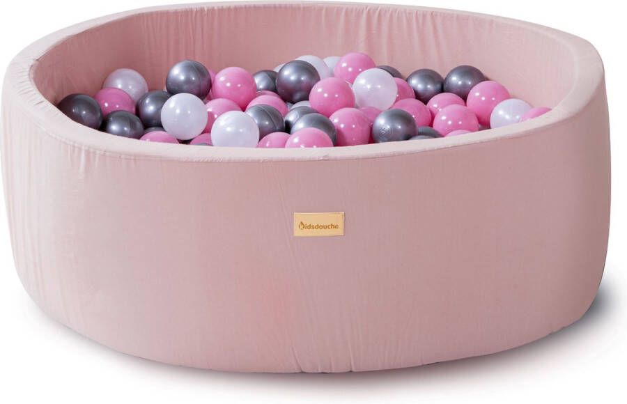 Kidsdouche Ballenbak baby speelgoed 1 jaar roze 100% KATOEN ballenbad ballen 250 stuks Ø 7 cm roze zilver parel