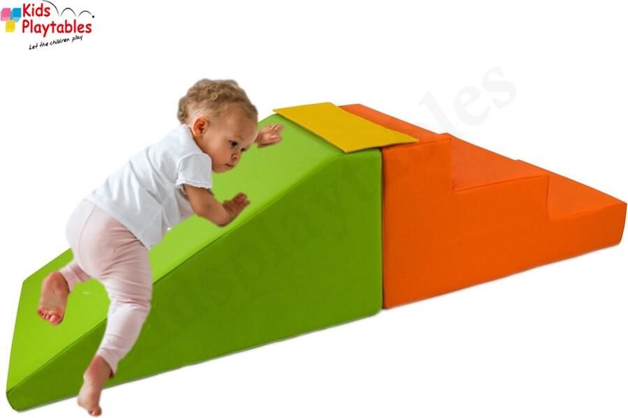 Kidsplaytables Midi glijbaan Multicolor Zachte Soft Play Foam Blokken 2-delige set grote speelblokken motoriek baby speelgoed foamblokken reuze bouwblokken Soft play peuter speelgoed schuimblokken