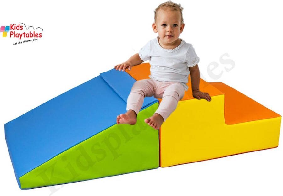 Kidsplaytables Mini glijbaan Multicolor Zachte Soft Play Foam Blokken 2-delige set grote speelblokken motoriek baby speelgoed foamblokken reuze bouwblokken Soft play peuter speelgoed schuimblokken