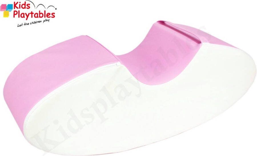 Kidsplaytables Soft Play Foam Schommelwip roze-wit rocker wipwap foamblokken bouwblokken Soft play baby speelgoed peuter schuimblokken