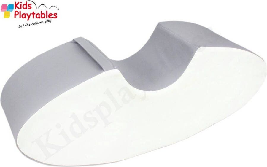 Kidsplaytables Soft Play Foam Schommelwip wit-grijs rocker wipwap foamblokken bouwblokken Soft play baby speelgoed peuter schuimblokken