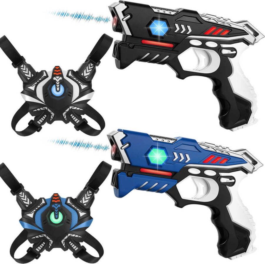 KidsTag 2 laserguns + 2 lasergame vesten lasergame set voor kinderen Met unieke Vest Only optie!