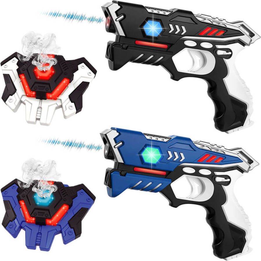 KidsTag 2 laserpistolen + 2 lasergame waterdamp vesten laserguns voor kinderen vanaf 6 jaar