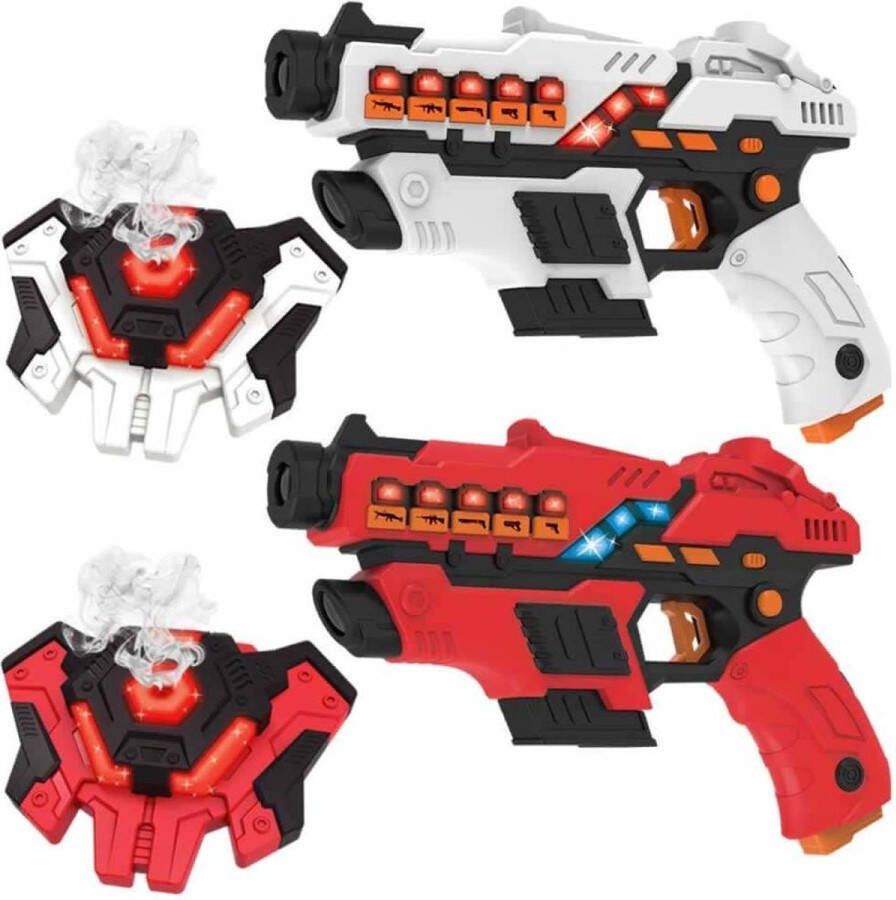 KidsTag 2 laserpistolen + 2 lasergame waterdamp vesten Plus laserguns met veel extra's