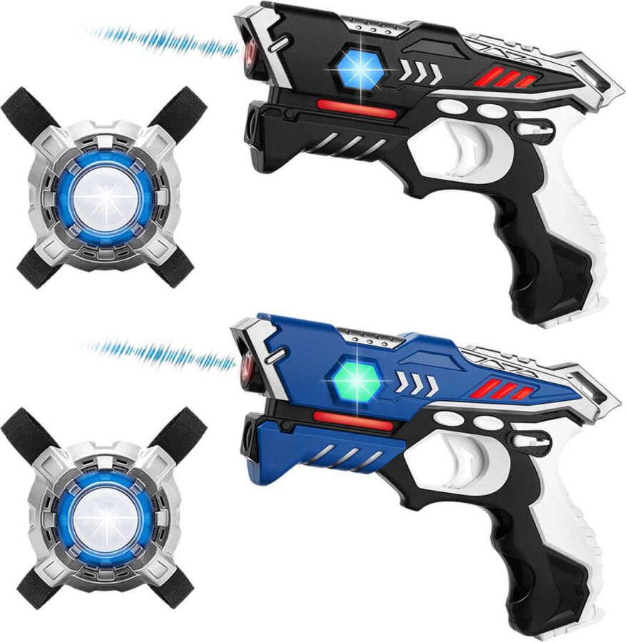 KidsTag 2 stoere laserguns + 2 lasergame vesten laserguns met unieke Vest Only optie!