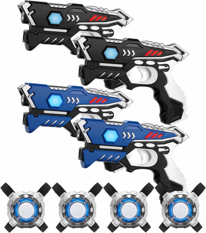 KidsTag 4 Laserguns + 4 Vesten Lasergame set met 4 laserpistolen voor kinderen