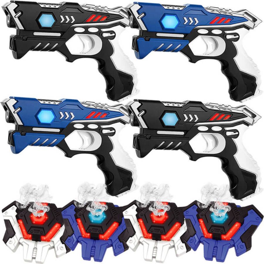 KidsTag 4 laserpistolen + 4 lasergame waterdamp vesten laserguns voor kinderen vanaf 6 jaar