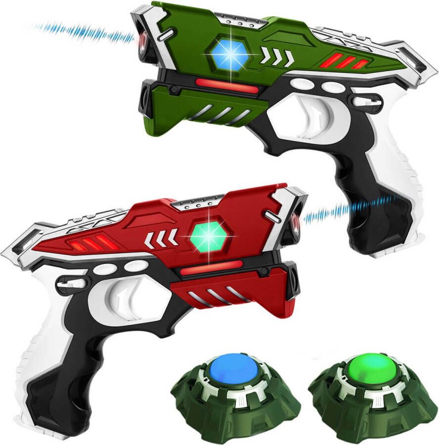 KidsTag Lasergame set: 2 Laserguns + 2 Targets. Lasergame set voor twee spelers rood groen
