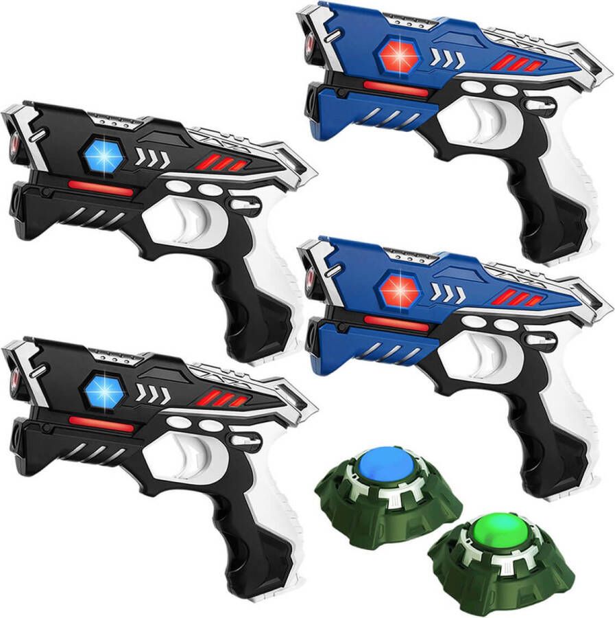 KidsTag lasergame set met 4 laserpistolen en 2 Light Battle targets. Lasergame voor 4 spelers 4 Laserguns + 2 Targets