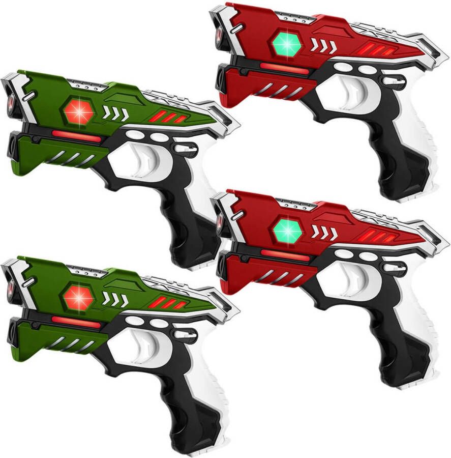 KidsTag Lasergame set met 4 laserpistolen rood groen Goedkope laserguns met veel uitbreidingsmogelijkheden voor kinderen vanaf 6 jaar