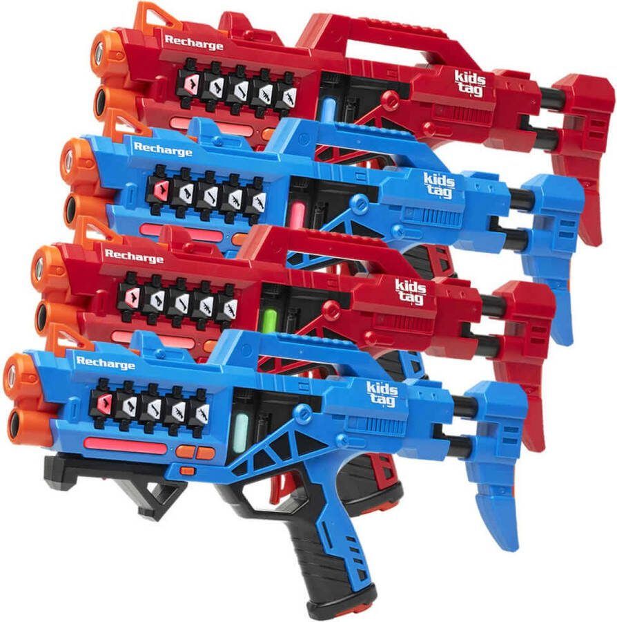 KidsTag Oplaadbare lasergame set 4 oplaadbare lasergeweren P1 Vanaf 6 jaar Extra functies Digitale display Geen extra batterijen nodig
