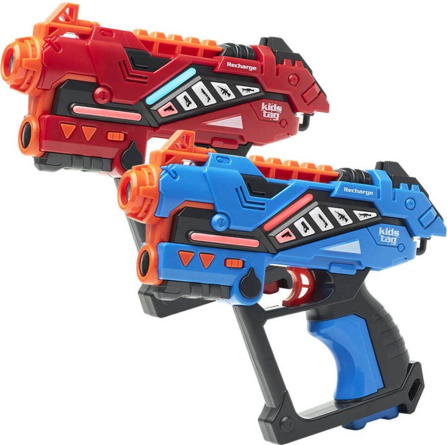 KidsTag Recharge lasergame set 2 oplaadbare laserguns P2 Lasergamen vanaf 6 jaar Laserguns heroplaadbaar Geen batterijen nodig
