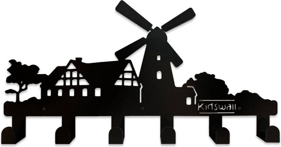 Kidswall Kinderkapstok boerderij Kinderkapstok haakjes Babykamer Kapstokken babykamer 6 haken – design Kapstokken Inclusief bevestigingsmateriaal – Wandkapstok Babykameraccessoires Kinderkamer haakjes Zwart Modern