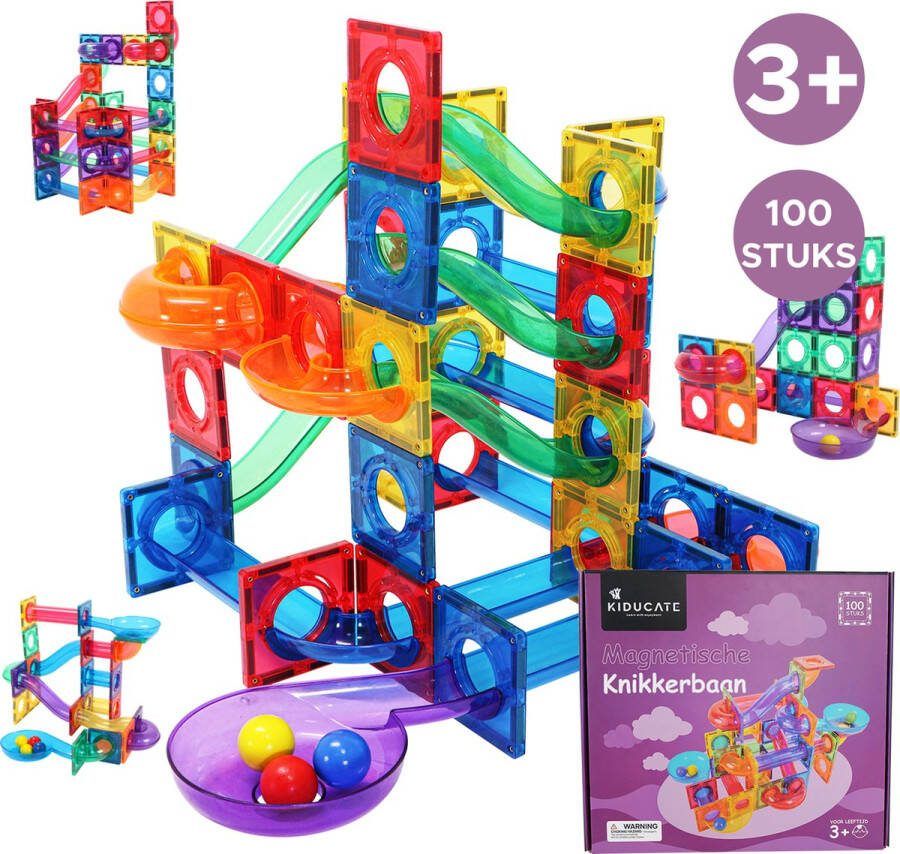 Kiducate Magnetic tiles Knikkerbaan Speelgoed Magnetisch speelgoed 100 stuks Montessori speelgoed Educatief speelgoed Inclusief E-book
