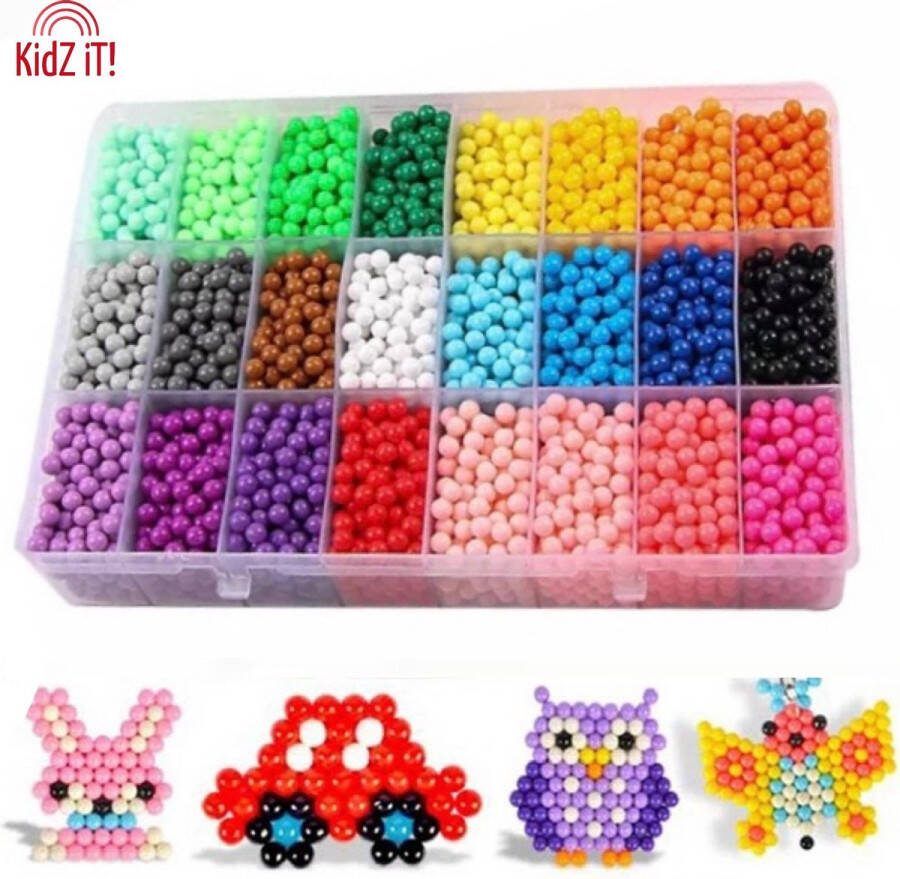 Kidz iT! Aqua Parel Beads XXL Pakket 6400 stuks Water Beads Aqua Kralen met Box Navulling Beads Aqua Strijkkralen met Water
