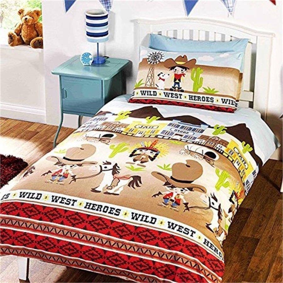 Kidz Wilde westen cowboys kinder dekbedovertrek eenpersoons dekbedovertrek met 1 kussensloop