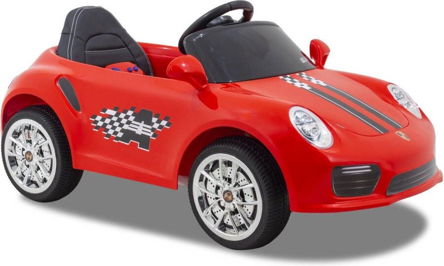 Kijana Elektrische Kinderauto Porsche Style Rood Krachtige Accu Op Afstand Bestuurbaar Veilig Voor Kinderen