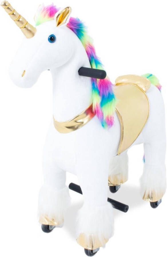 Kijana Unicorn Rijdend Paard – Eenhoorn Hobbelfiguur met Wielen 54cm Zit Hoogte Stabiel & Veilig Klein Stuurbare handvaten Regenboog