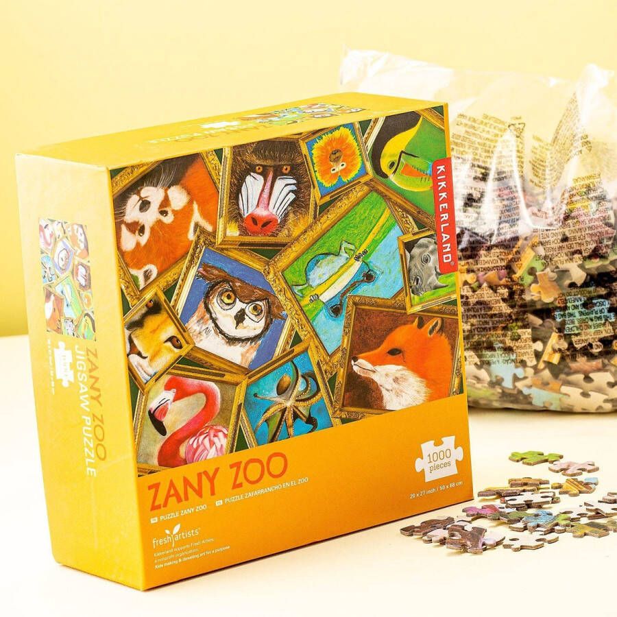 Kikkerland Fresh Artist puzzel Zany Zoo 1000 stukjes 50 x 68 cm
