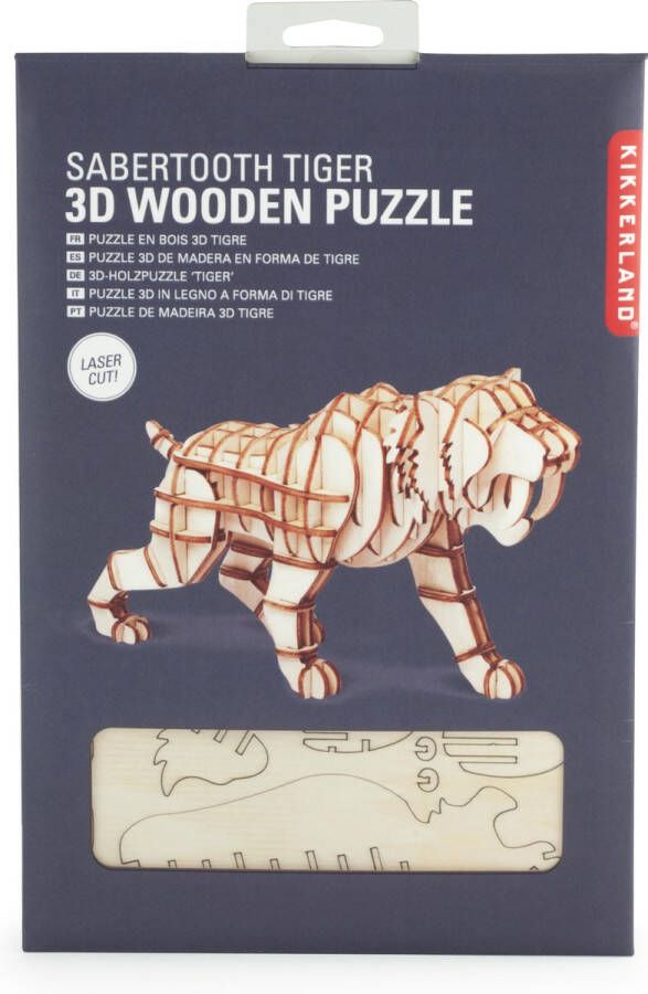 Kikkerland 3D puzzel van hout In de vorm van een Sabeltand Tijger Schoencadeautjes Sinterklaas