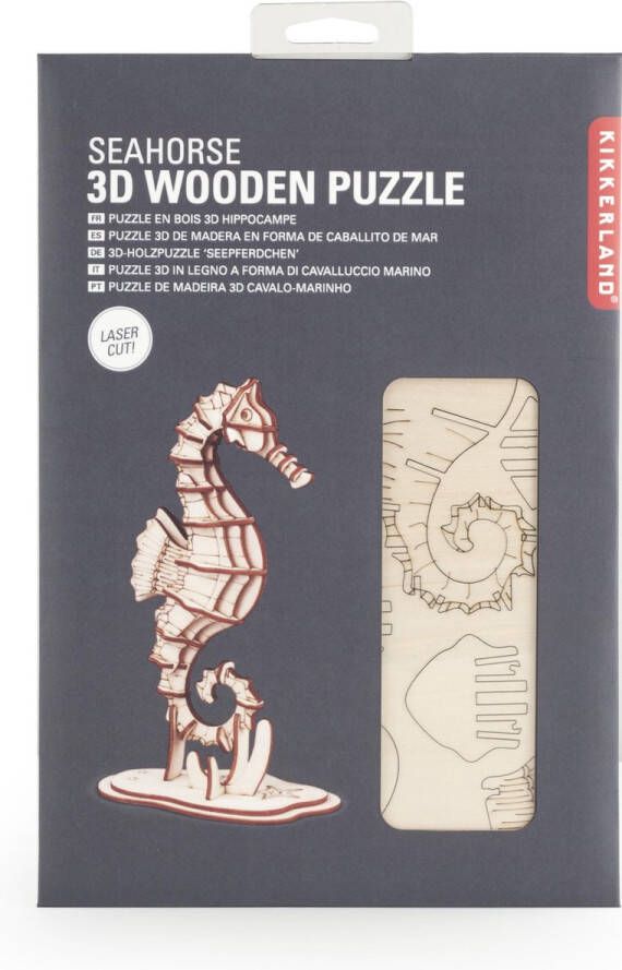Kikkerland 3D puzzel van hout In de vorm van een Zeepaardje Vrijetijdsbesteding Decoratief