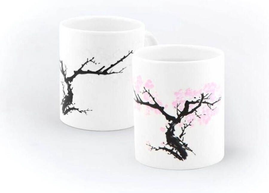 Kikkerland Bloesem Mok (warmte verkleurend) Magische mok Kan van kleur veranderen Zwarte boom Roze bloesemboom Kersenbloesem Japans – Sakura