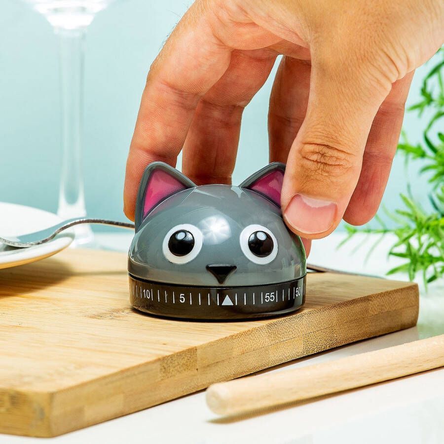 Kikkerland Kookwekker In een vorm van een kat 60 minuten timer Keuken accessoires