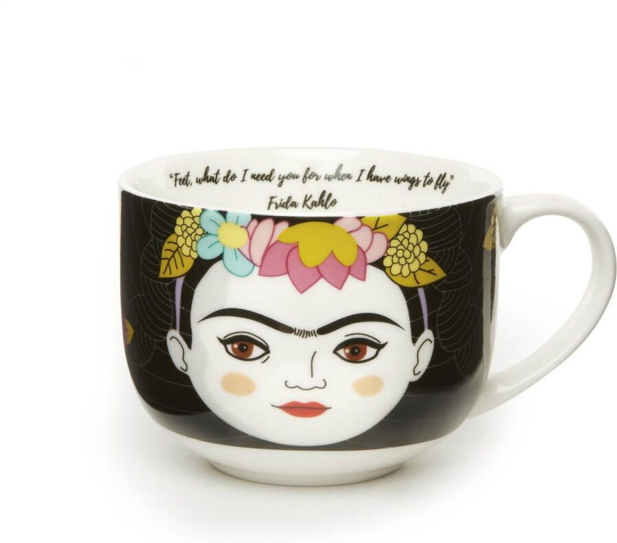 Kikkerland Mok In een design van Frida Kahlo Geschikt voor koffie thee soep 0 4L Valentijn cadeau voor haar