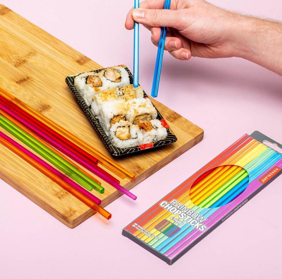 Kikkerland Rainbow Chopsticks Regenboog kleurige eetstokjes 6 sets Herbruikbaar