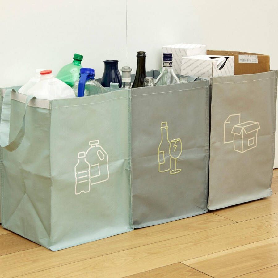 Kikkerland Recycling 3-delige tassenset