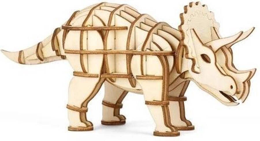 Kikkerland Triceratops 3D houten puzzel Inclusief instructies Schoencadeautjes Sinterklaas