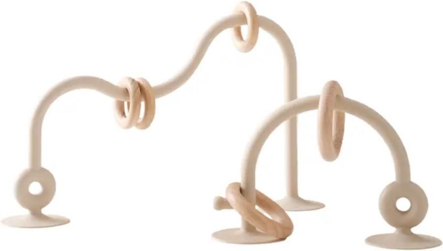 KimDo Kinderstoel speelgoed met zuignap Crème Speeltje Baby Educatief Montessori Doolhof Bijtring Bijtspeelgoed