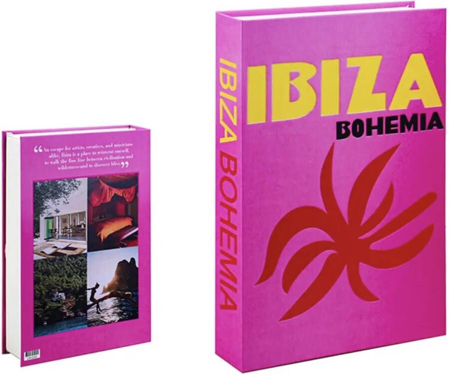 KimDo Opberg boek Ibiza Bohemia Roze- Opbergbox Opbergdoos Decoratie woonkamer Boeken Nep boek Opbergboek