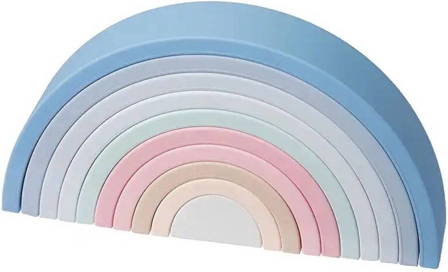 KimDo Stapelblokken Blauw 10 stukken Speelgoed Stapelstenen Regenboogspeelgoed Baby Kinderen Meisje en jongen