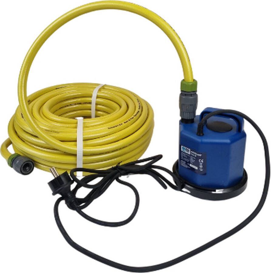 Kin pompen Pond 28 Vlakzuigpomp wateroverlast SET met 6 meter slang Gardena koppeling 2 meter opvoerhoogte Startniveau van het water min. 30 mm
