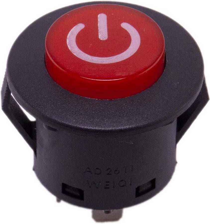 Kinderauto-onderdelen Drukknop 28mm aan uit rood rond met LED voor elektrische kinderauto kindermotor kinderquad kindertractor accuvoertuig